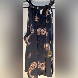 NWT Ryegrass Black and Brown Paisley Too with tie at the Neck Gorgeous S XXL
